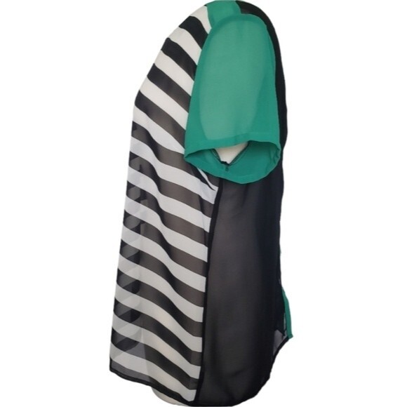 Charming Charlie Striped Sheer Top W Back Buttons - L - Picture 4 of 9